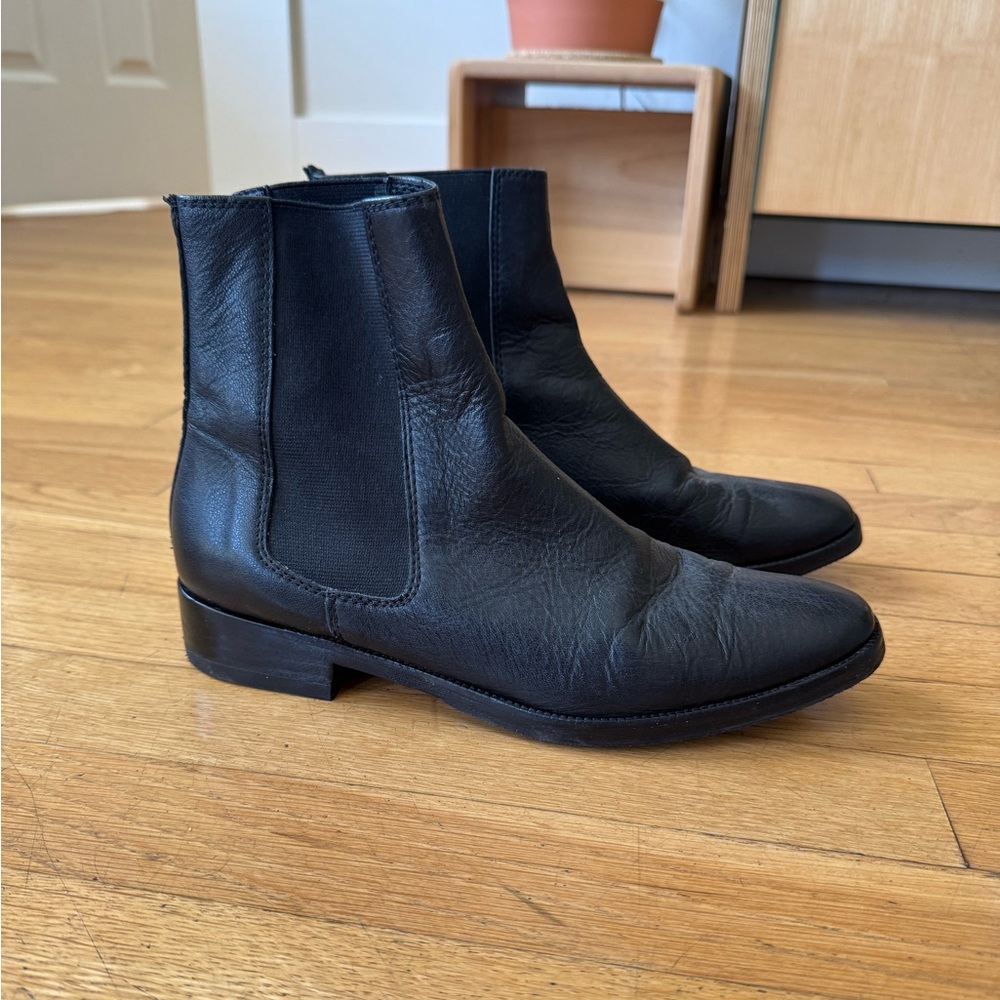 Christy dawn Chelsea Black Leather Ankle Boots 7.5-8